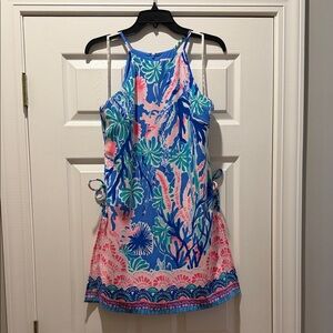 Lilly Pulitzer Blue, Pink & Green Tropical Halter Romper